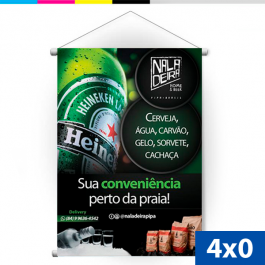 Banner 60x90 Acetinado Premium 60x90cm 4x0  Bastão e Cordão 